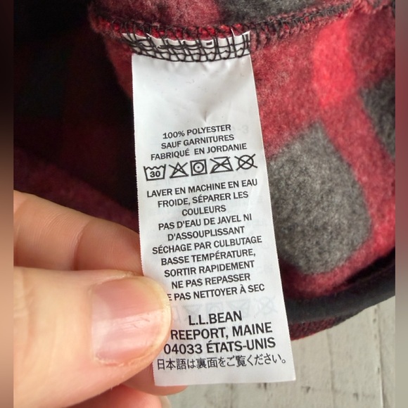 L.L. Bean Sweater Fleece Pullover 3/4 Snap Buffalo Plaid Red & Black 3X plus - Picture 6 of 10
